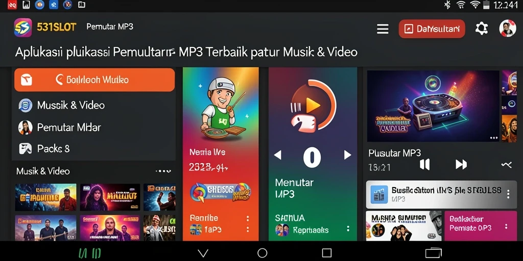 Tampilan antarmuka aplikasi Pemutar MP3 531SLOT yang menarik.