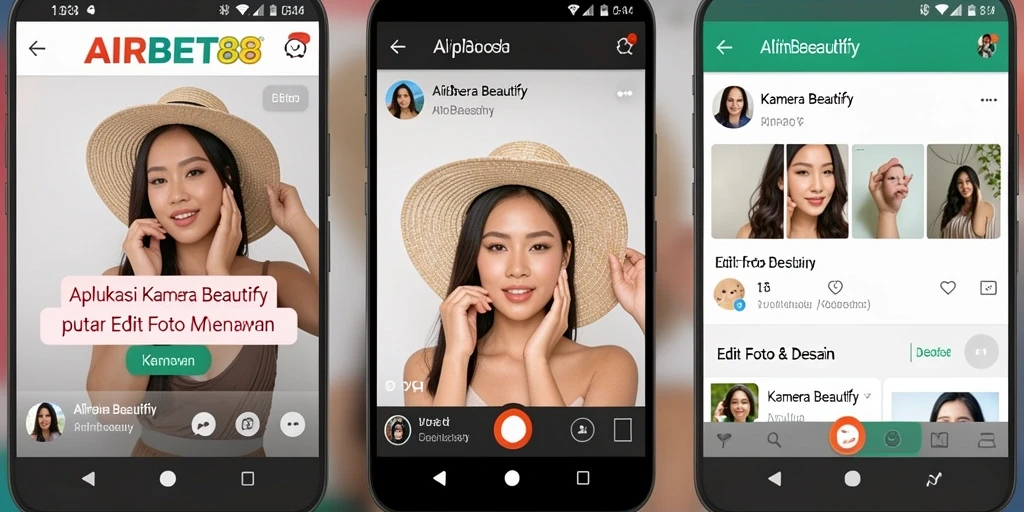 Antarmuka aplikasi AIRBET88 untuk editing foto dengan berbagai fitur menarik.