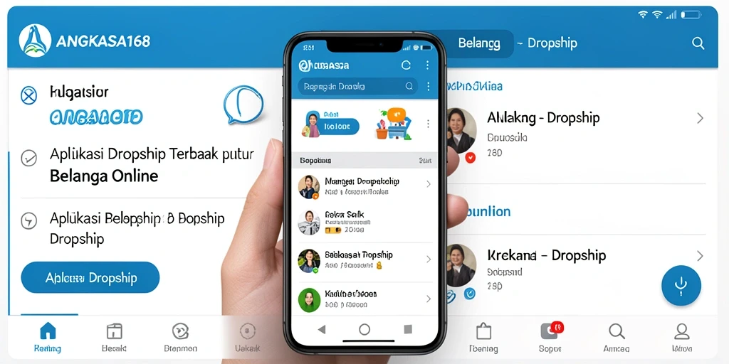 Tampilan antarmuka pengguna aplikas Dropship ANGKASA168 yang menarik dan fungsional.