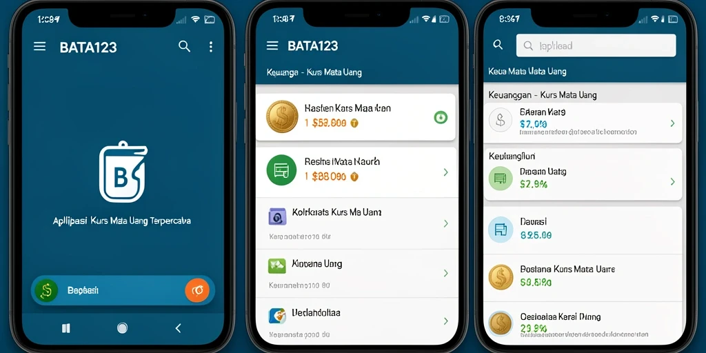 Antarmuka user-friendly aplikasi BATA123 untuk konversi mata uang.