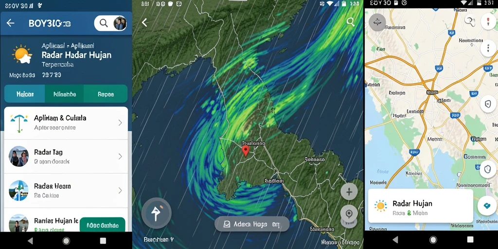 Tampilan antarmuka aplikasi Radar Hujan BOY303 yang informatif.