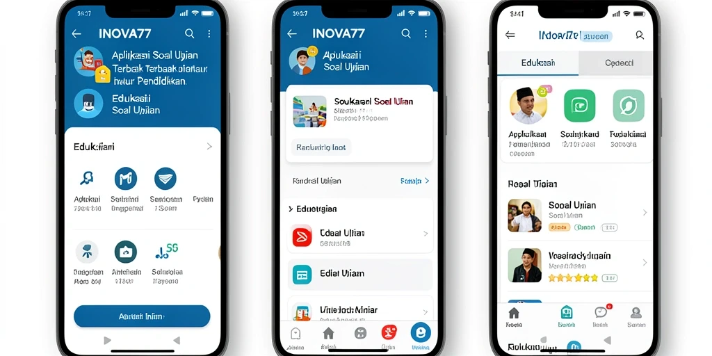 Tampilan antarmuka INOVA77 yang user-friendly untuk Soal Ujian.
