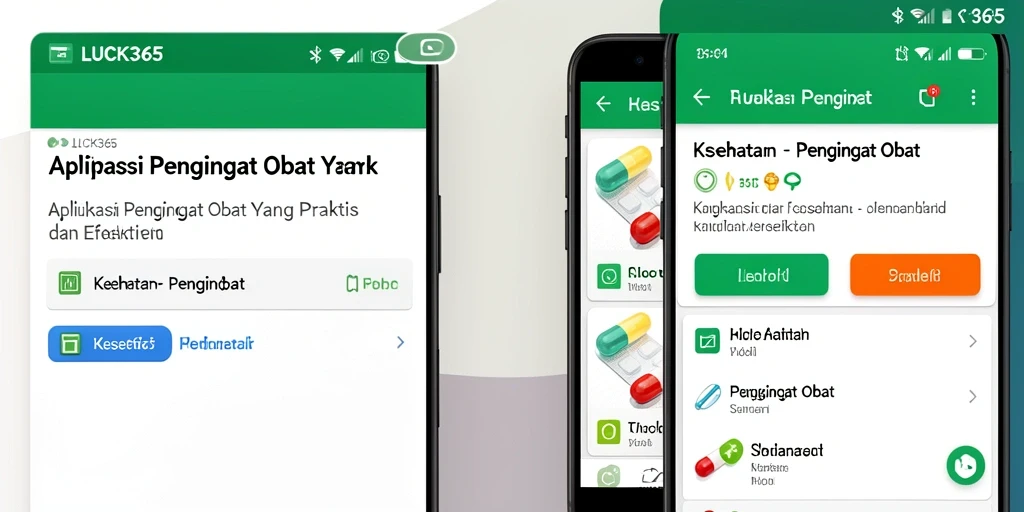 Antarmuka aplikasi LUCK365 yang menunjukkan jadwal pengingat obat.