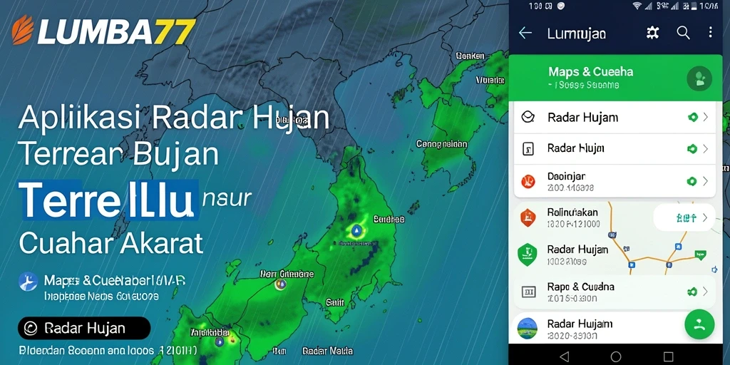 Tampilan antarmuka aplikasi Radar Hujan LUMBA77 yang menarik dan informatif.