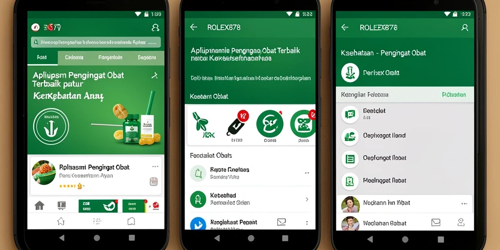 Antarmuka pengguna ROLEX878 yang sederhana dan fungsional untuk pengingat obat.